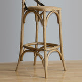 Bolero Wooden Barstool with Metal Cross Backrest - Natural (Single)