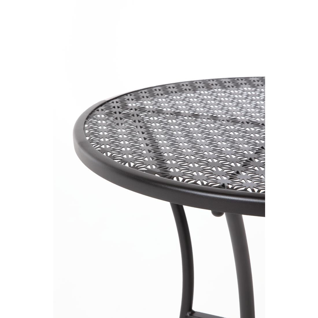 Black Steel Patterned Bistro Table 600mm Round