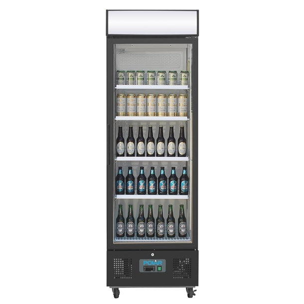 Polar G-Series Upright Display Fridge Black - 368Ltr