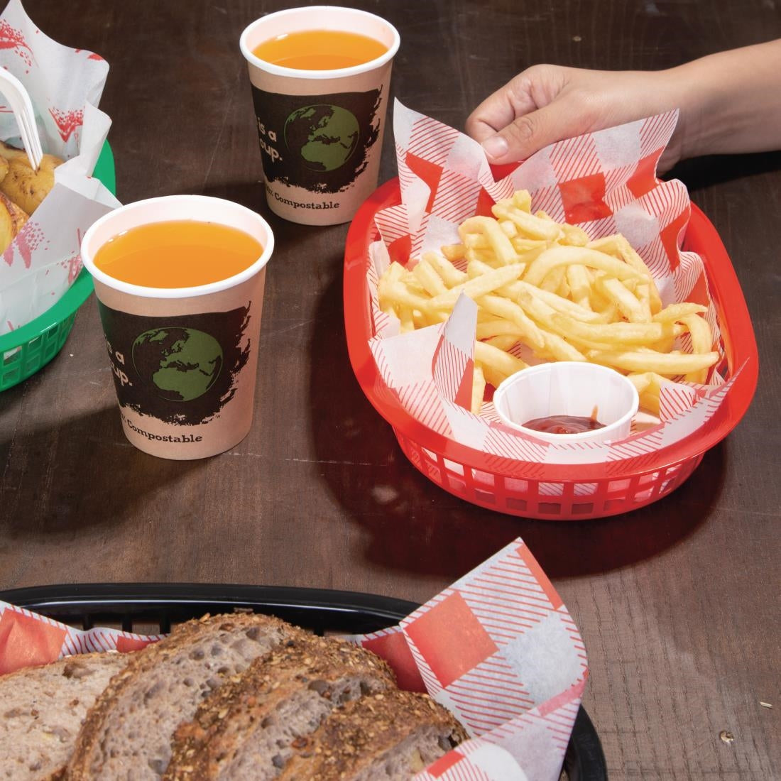 Olympia Oval Food Basket (Red) (Pack 6)