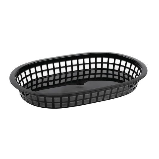 PP Food Basket Black - 275x175mm 10.5x7" (Pack 6)