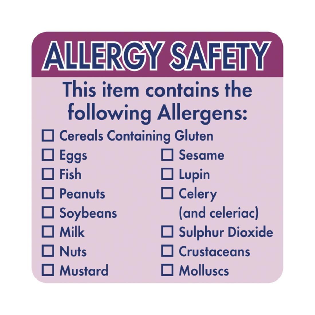 Vogue Allergen Food Labels - 51mm 2" (Roll 500)