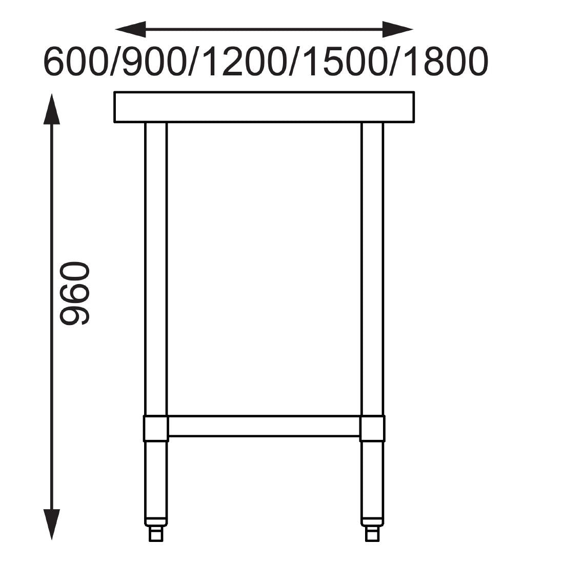 Vogue Table St/St - 600x700x900mm 23 1/2x27 1/2x35 1/2"