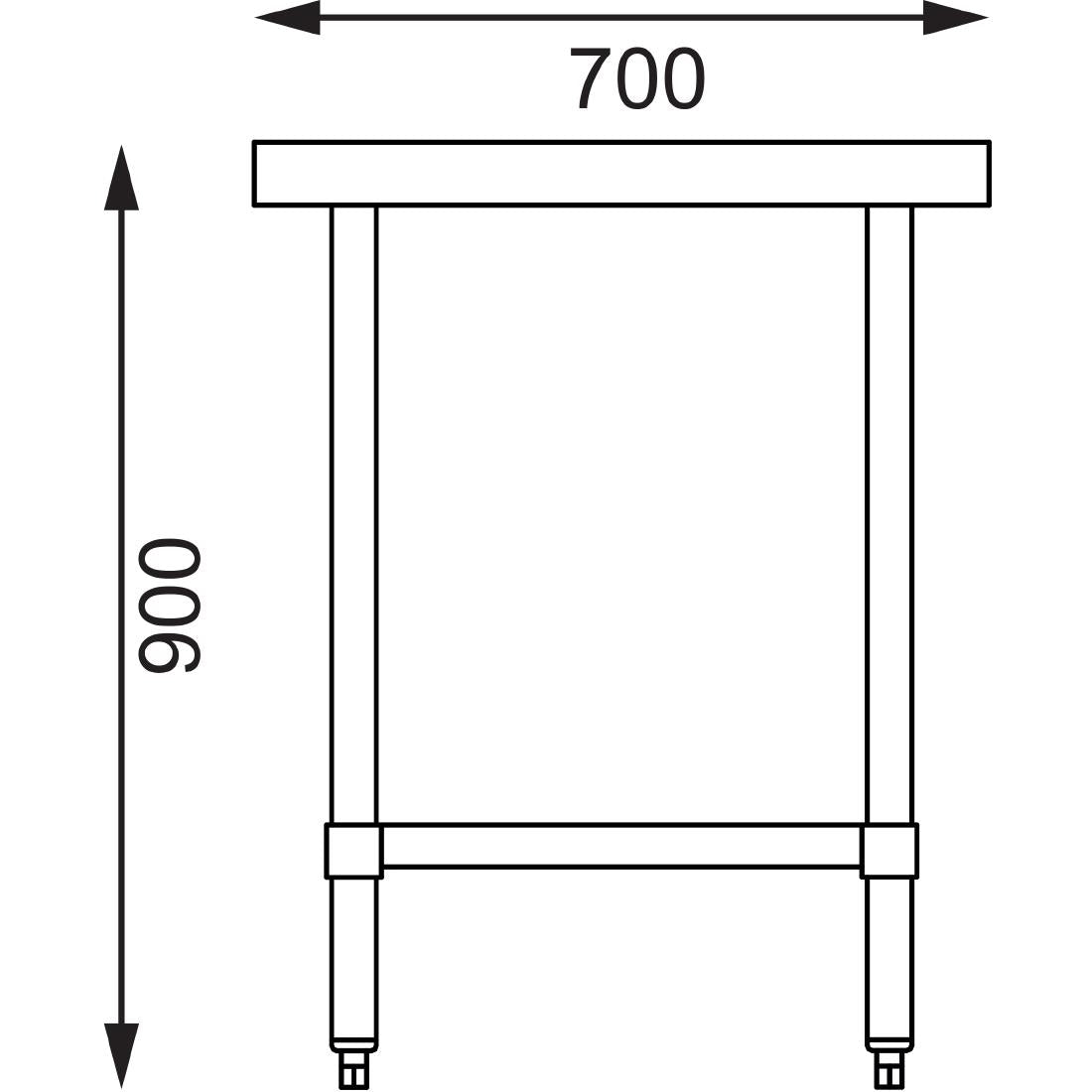 Vogue Table St/St - 600x700x900mm 23 1/2x27 1/2x35 1/2"