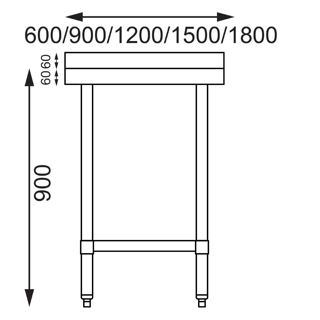 Vogue Stainless Steel Table with Upstand - 600x700x900mm 23 1/2x27 1/2x35 1/2"