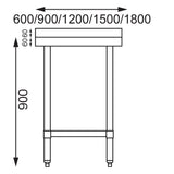 Vogue Stainless Steel Table with Upstand - 1500x700x900mm- 59x27 1/2x35 1/2"