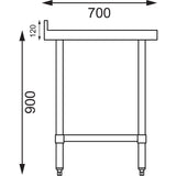 Vogue Stainless Steel Table with Upstand - 900x700x900mm 35 1/2x27 1/2x35 1/2"