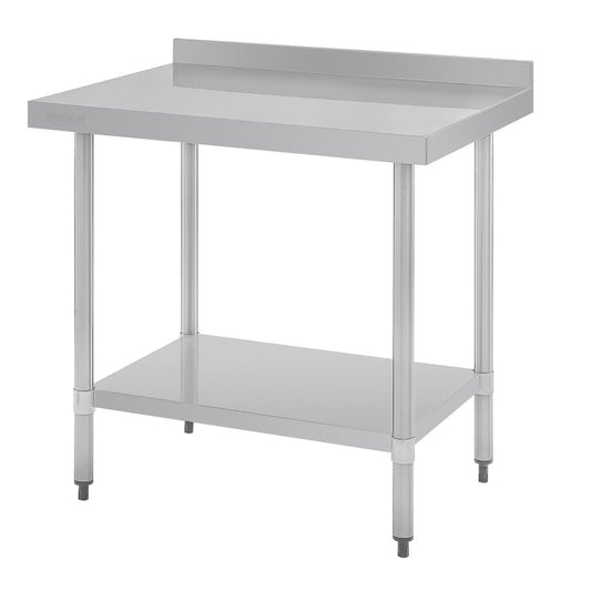 Vogue Stainless Steel Table with Upstand - 900x700x900mm 35 1/2x27 1/2x35 1/2"