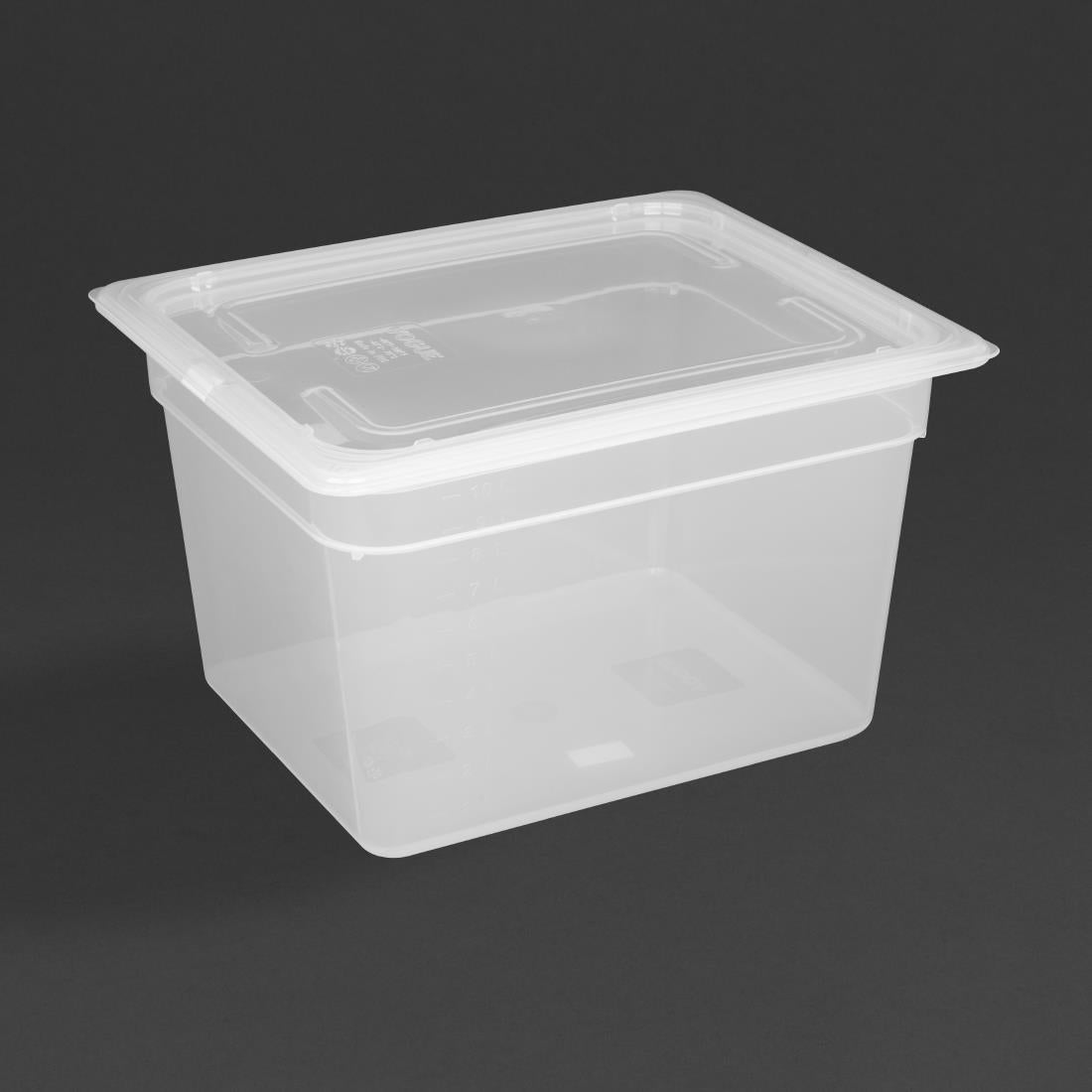 Vogue Polypropylene GN Container 1/2 with Lid -200mm 11 3/4Ltr 396fl oz (Pack 4)