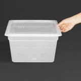 Vogue Polypropylene GN Container 1/2 with Lid -200mm 11 3/4Ltr 396fl oz (Pack 4)