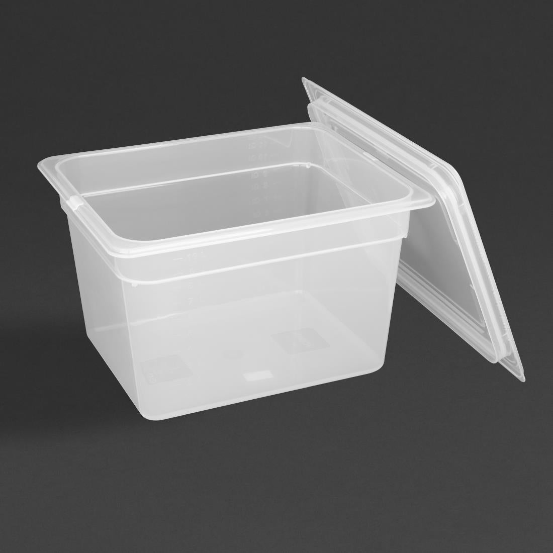 Vogue Polypropylene GN Container 1/2 with Lid -200mm 11 3/4Ltr 396fl oz (Pack 4)