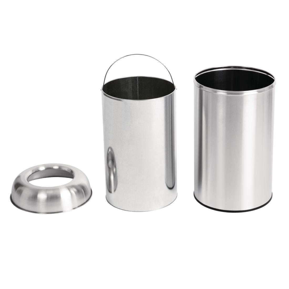 Bolero Bullet Bin with Open Lid St/St - 40Ltr