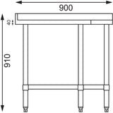 Vogue Stainless Steel Corner Table - 960x900x700mm 37 3/4x35 1/2x27 1/2"