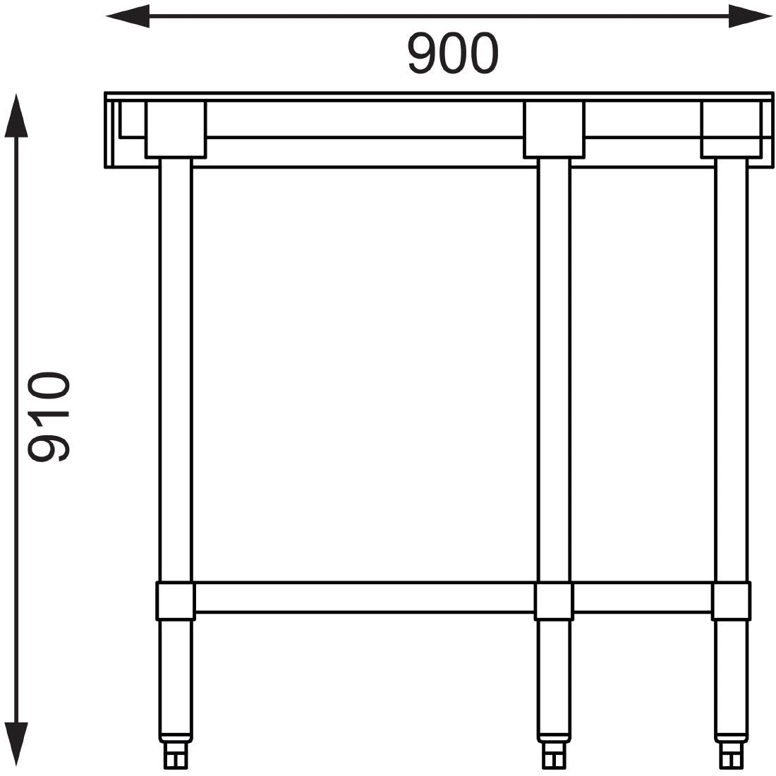 Vogue Stainless Steel Corner Table - 960x900x700mm 37 3/4x35 1/2x27 1/2"