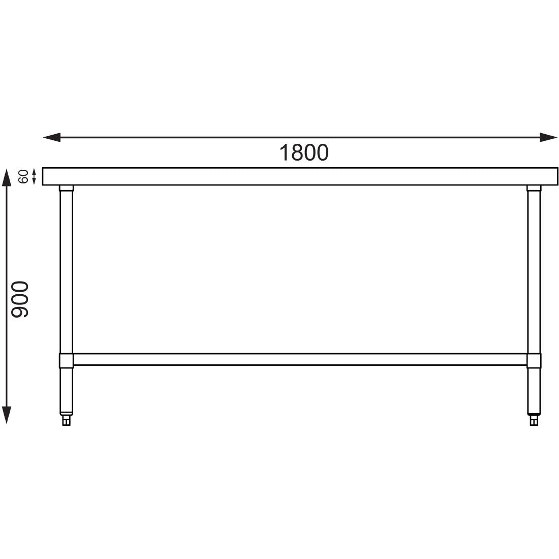 Vogue Stainless Steel Table - 1800x900x900mm 70 3/4x35 1/2x35 1/2"