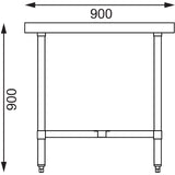 Vogue Stainless Steel Table - 1800x900x900mm 70 3/4x35 1/2x35 1/2"