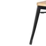Bolero Steel  Bistro Low Stool with Wooden Seatpad (Black) (Pack 4)