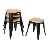Bolero Steel  Bistro Low Stool with Wooden Seatpad (Black) (Pack 4)