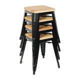 Bolero Steel  Bistro Low Stool with Wooden Seatpad (Black) (Pack 4)
