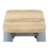 Bolero Steel  Bistro High Stool with Wooden Seatpad (Galvanised) (Pack 4)