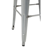 Bolero Steel  Bistro High Stool with Wooden Seatpad (Galvanised) (Pack 4)