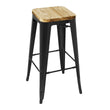 Bolero Steel  Bistro High Stool with Wooden Seatpad (Black) (Pack 4)