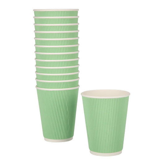 Fiesta Recyclable Hot Cups Ripple Wall Aqua - 340ml (12oz) (Box 500)