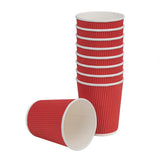 Fiesta Recyclable Hot Cups Ripple Wall Red - 228ml (8oz) (Sleeve 25)