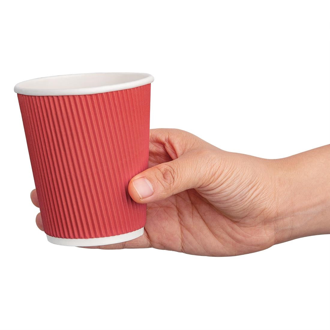 Fiesta Recyclable Hot Cups Ripple Wall Red - 228ml (8oz) (Sleeve 25)