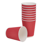 Fiesta Recyclable Hot Cups Ripple Wall Red - 340ml (12oz) (Sleeve 25)