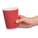 Fiesta Recyclable Hot Cups Ripple Wall Red - 340ml (12oz) (Sleeve 25)