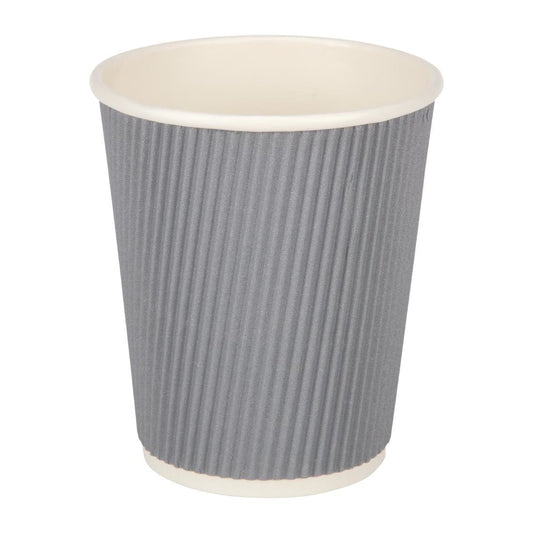 Fiesta Recyclable Hot Cups Ripple Wall Charcoal - 228ml (8oz) (Sleeve 25)