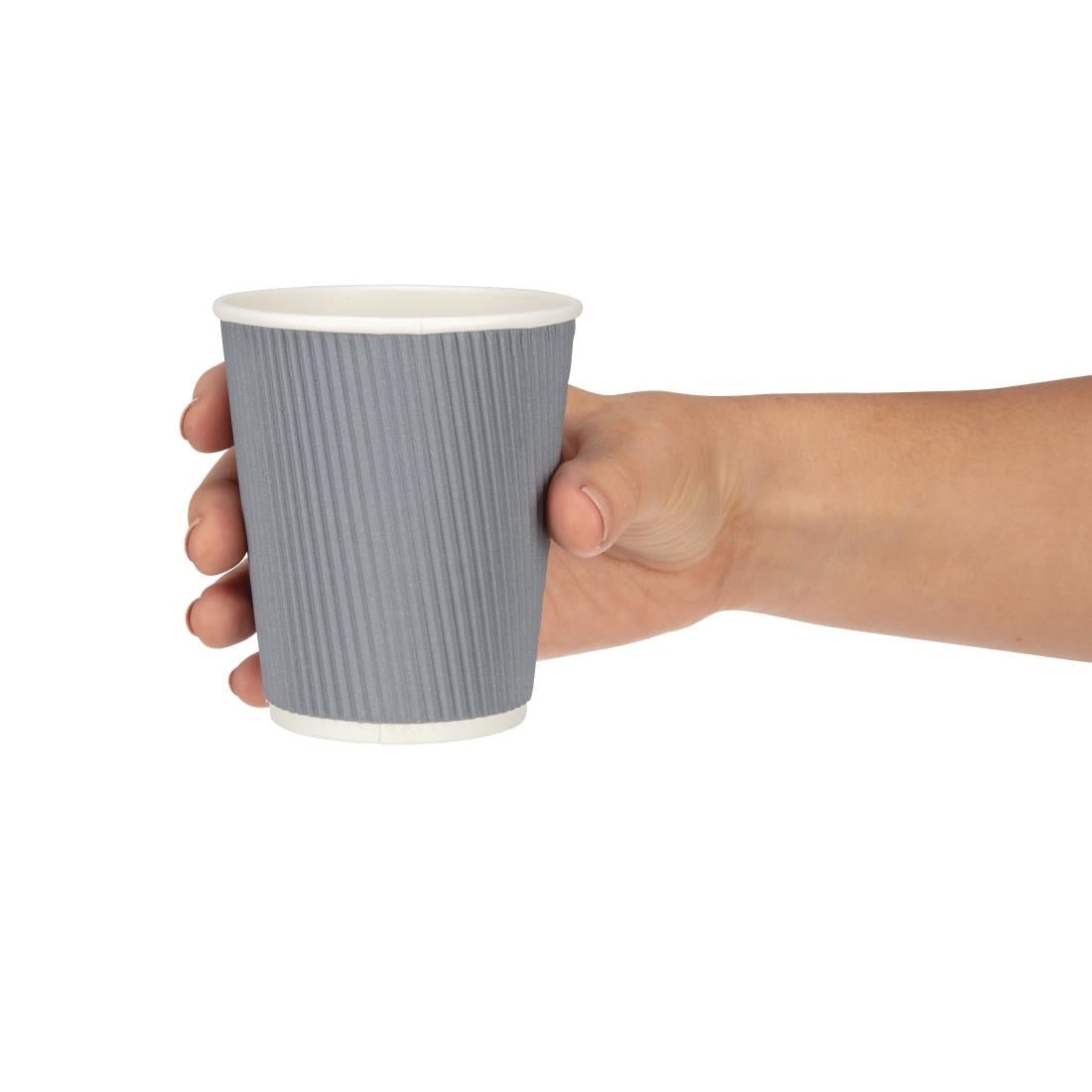 Fiesta Recyclable Hot Cups Ripple Wall Charcoal - 228ml (8oz) (Sleeve 25)