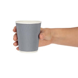 Fiesta Recyclable Hot Cups Ripple Wall Charcoal - 228ml (8oz) (Box 500)