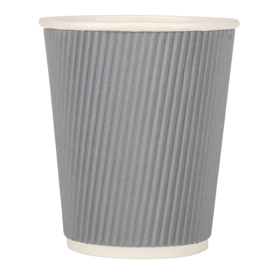 Fiesta Recyclable Hot Cups Ripple Wall Charcoal - 228ml (8oz) (Sleeve 25)