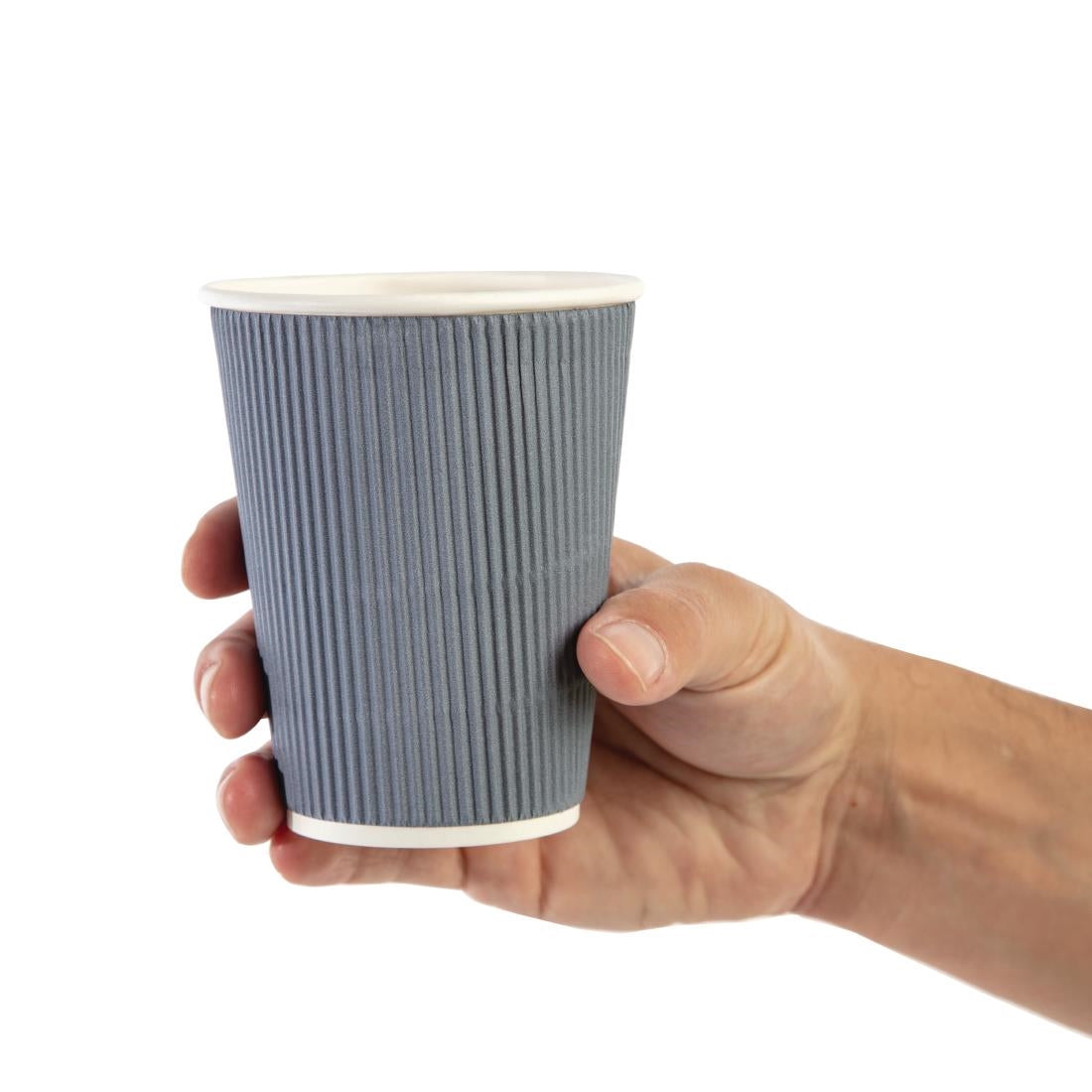 Fiesta Recyclable Hot Cups Ripple Wall Charcoal - 340ml (12oz) (Sleeve 25)