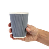 Fiesta Recyclable Hot Cups Ripple Wall Charcoal - 340ml (12oz) (Box 500)