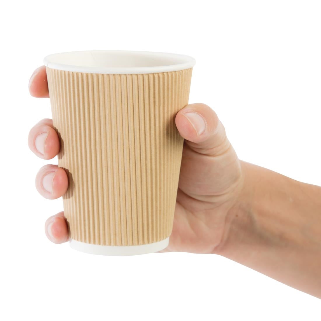 Fiesta Recyclable Hot Cups Ripple Wall Kraft - 340ml (12oz) (Box 500)