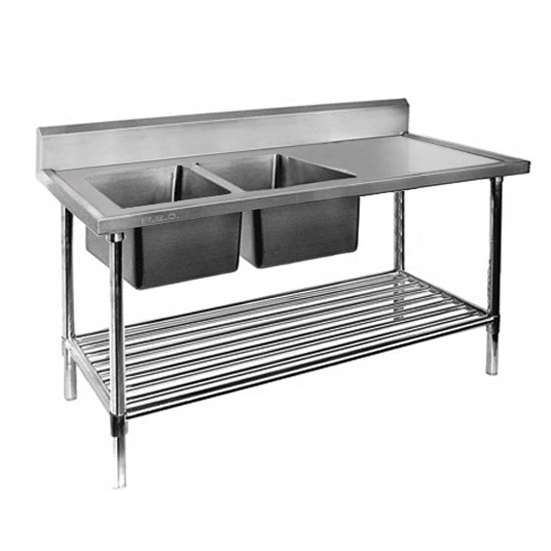 DSB6-1200C/A Double Centre Sink Bench with Pot Undershelf