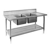 Modular System Double Centre Sink Bench with Pot Undershelf - DSB6-1500C/A