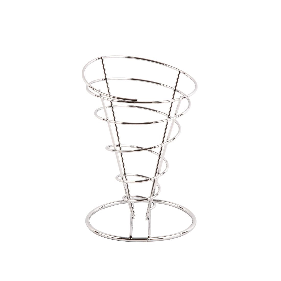 Olympia French Fry Holder Chrome Wire Cone - 175(h)x115(dia)mm