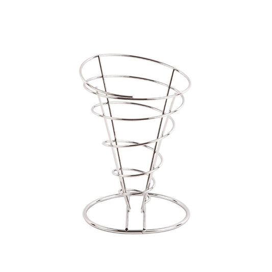 Olympia French Fry Holder Chrome Wire Cone - 175(h)x115(dia)mm