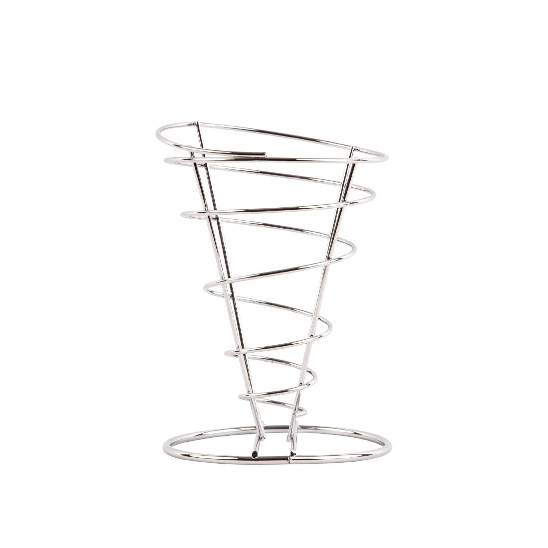 Olympia French Fry Holder Chrome Wire Cone - 175(h)x115(dia)mm