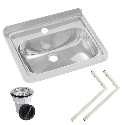 Wall Mounted Hand Basin -  1Tap Hole - Inc Wall Brackets, & Plug & Waste HB-KIT-1
