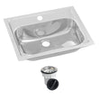 Inset Stainless Steel Hand Basin - 1 Tap Hole and Plug and Waste HBF01-KIT-1