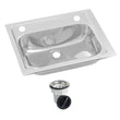Inset Stainless Steel Hand Basin - 2 Tap Hole and Plug and Waste.