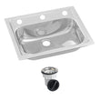 Inset Stainless Steel Hand Basin - 3 Tap Hole and Plug and Waste HBF01-KIT-3