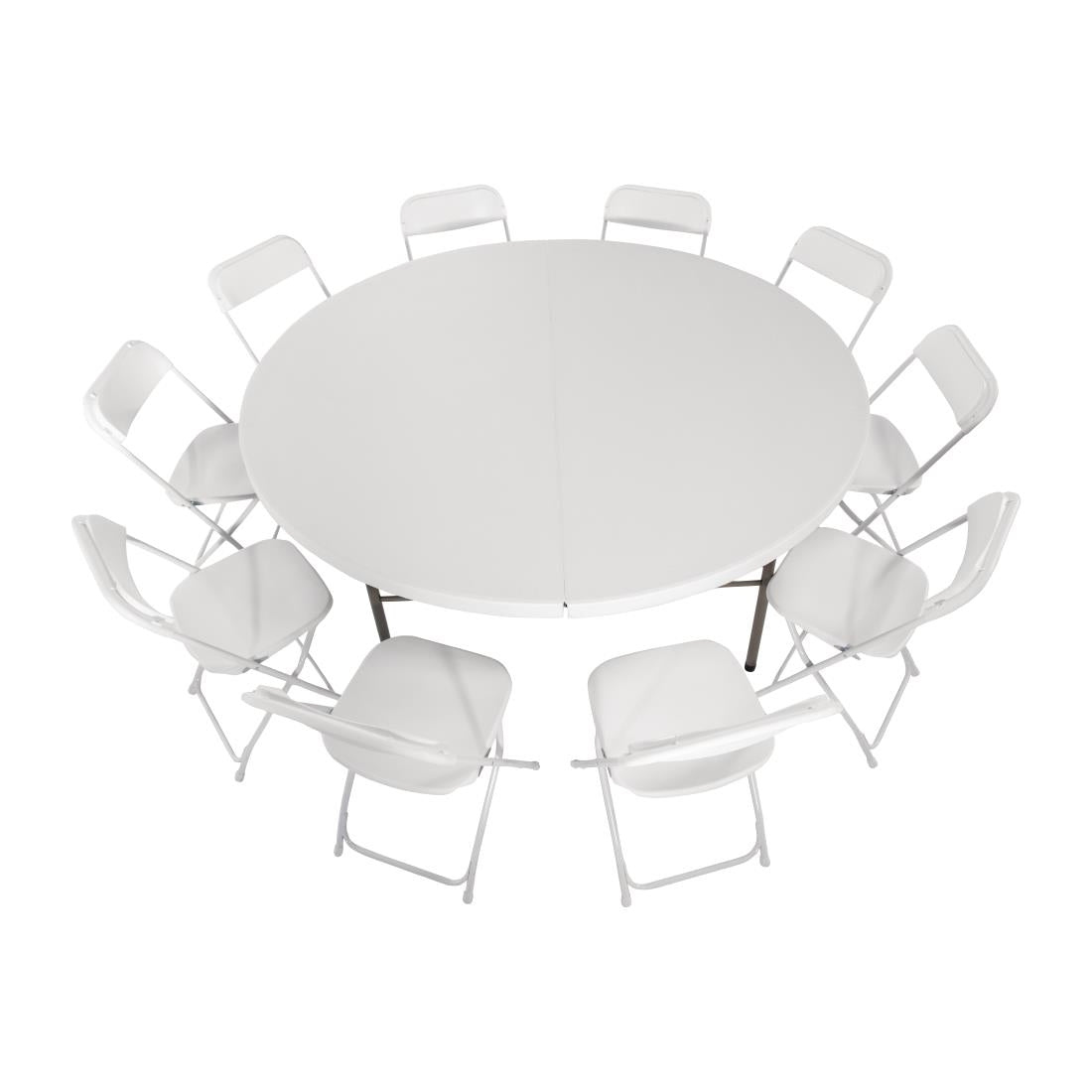 EDLP - Bolero Centre Folding Table Round White Top ? 180cm