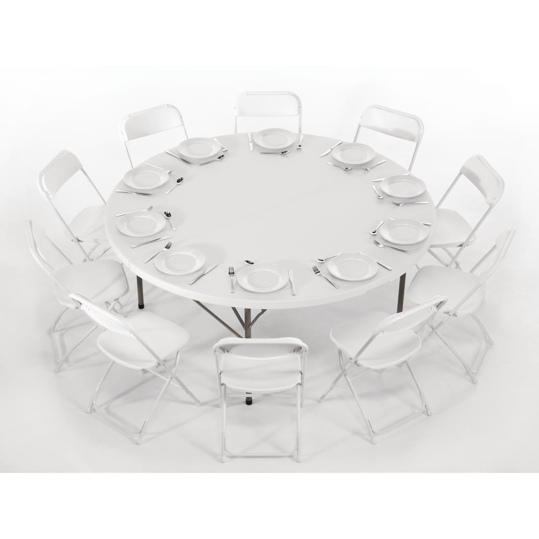 EDLP - Bolero Centre Folding Table Round White Top ? 180cm