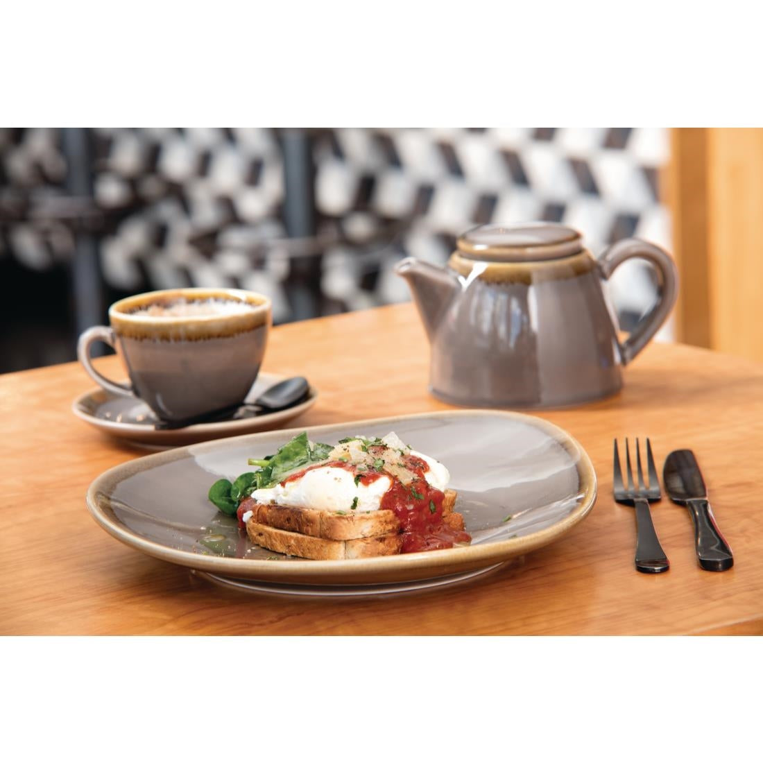 Olympia Kiln Smoke Tri Plate 230mm 9" (Box 6)